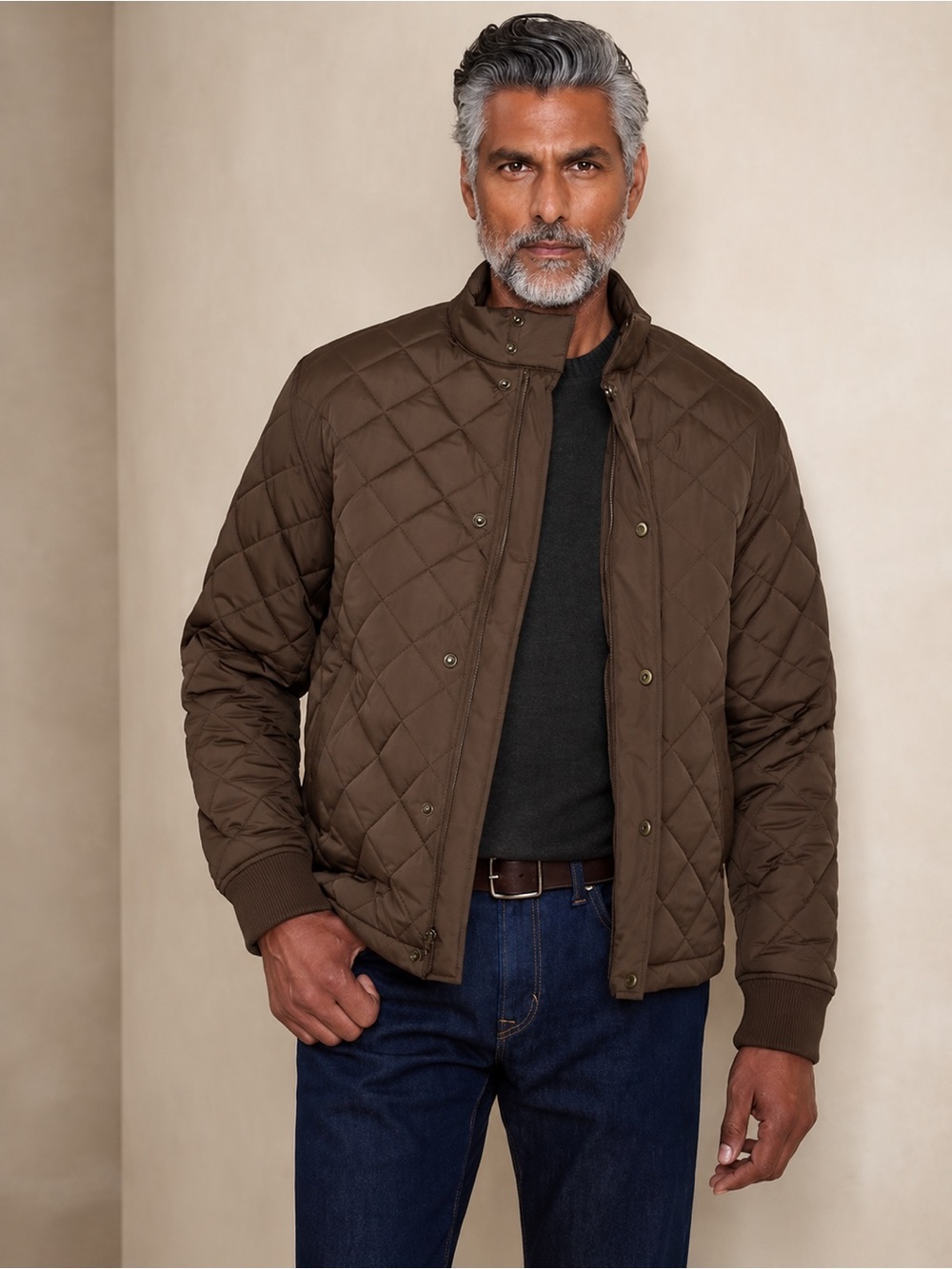 Banana Republic Diamond Quilted Puffer Jacket Earth Brown Men’s L